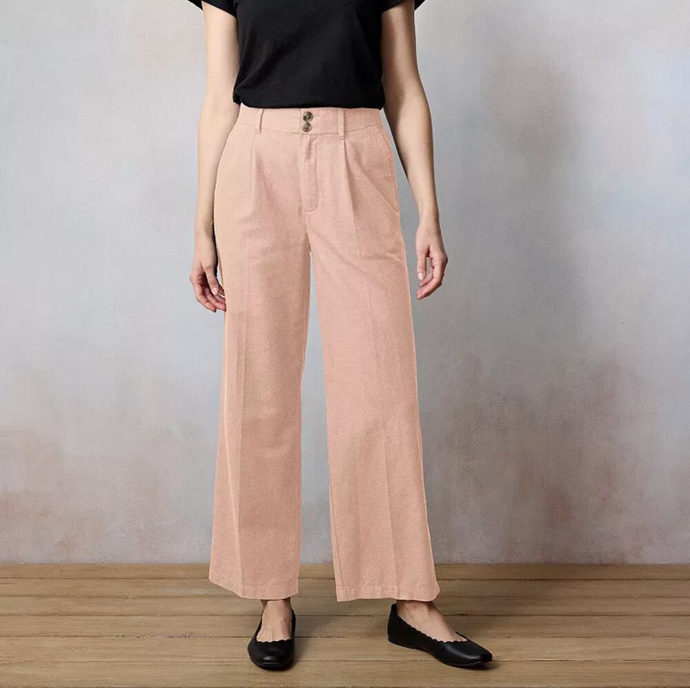 LC Lauren Conrad High Rise Wide Leg Pleated Pants Size 10 LONG Preppy Career